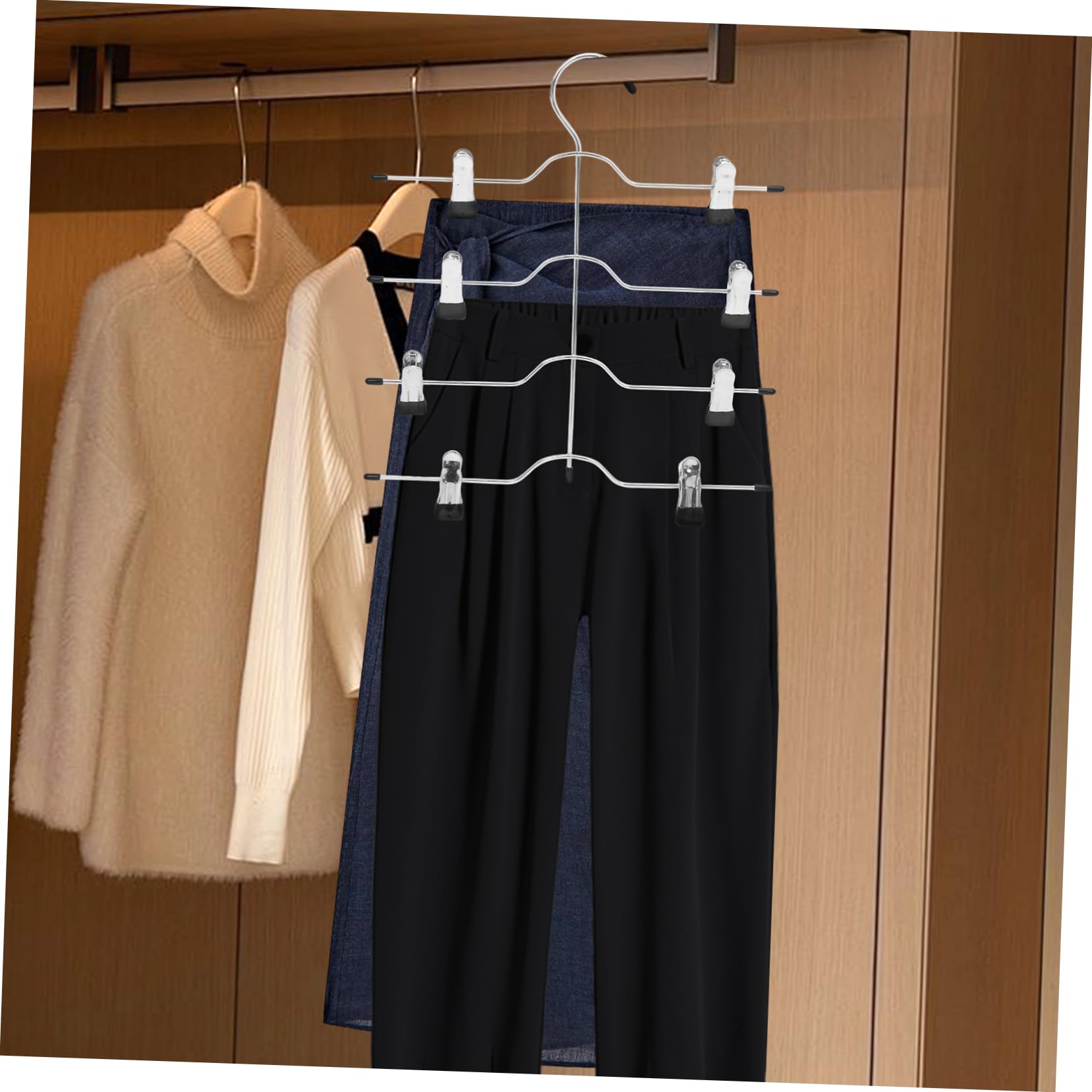 Grucce per Pantaloni 4 Pezzi a Quattro Livelli Nero