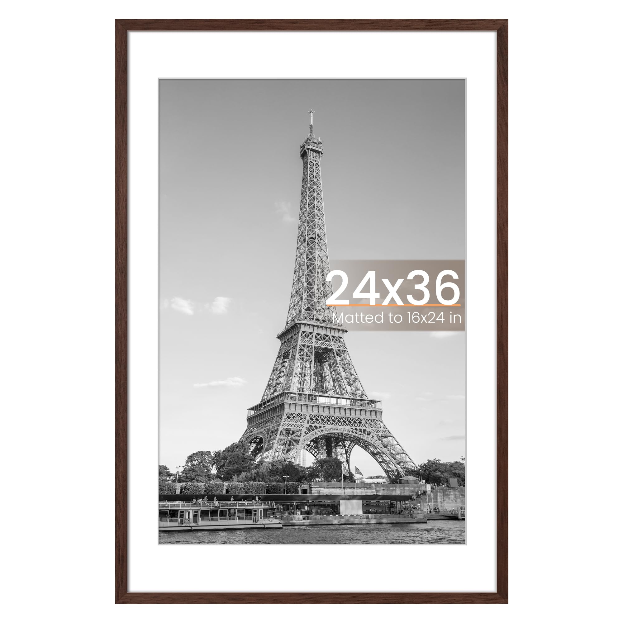 upsimples 24x36 Poster Frame, Wall Decor Picture Frames, Brown 1 Pack | 24 x 36 Frame, 20x30 Frame with Mat for Gallery Wall, Family, Baby, Dog, Dorm, Christmas