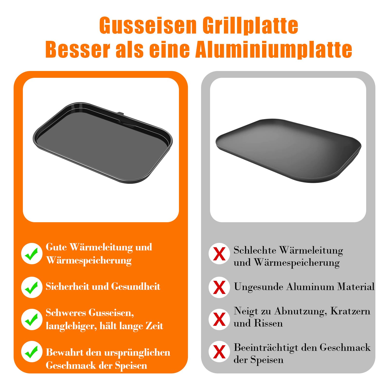 GFTIME Gusseiserne Grillplatte für Ninja Woodfire Pro XL, OG800 und OG900 Serie (OG850/OG901), Outdoor Flachgrillplatte mit Ölöffnung, Keramikbeschichtung, Einsatz, Schwarz
