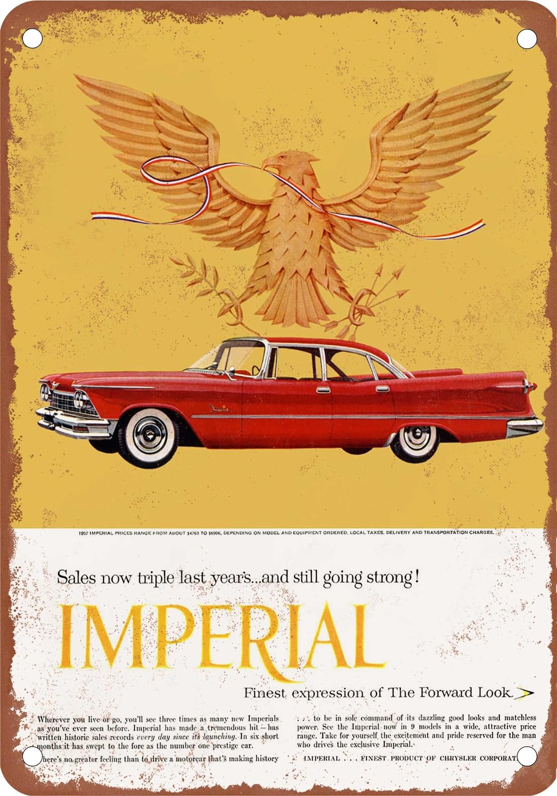 Miaomansenstore Metal Sign - 1957 Imperial Vintage Ad 02 - Old Retro Rusty Look Home Decor