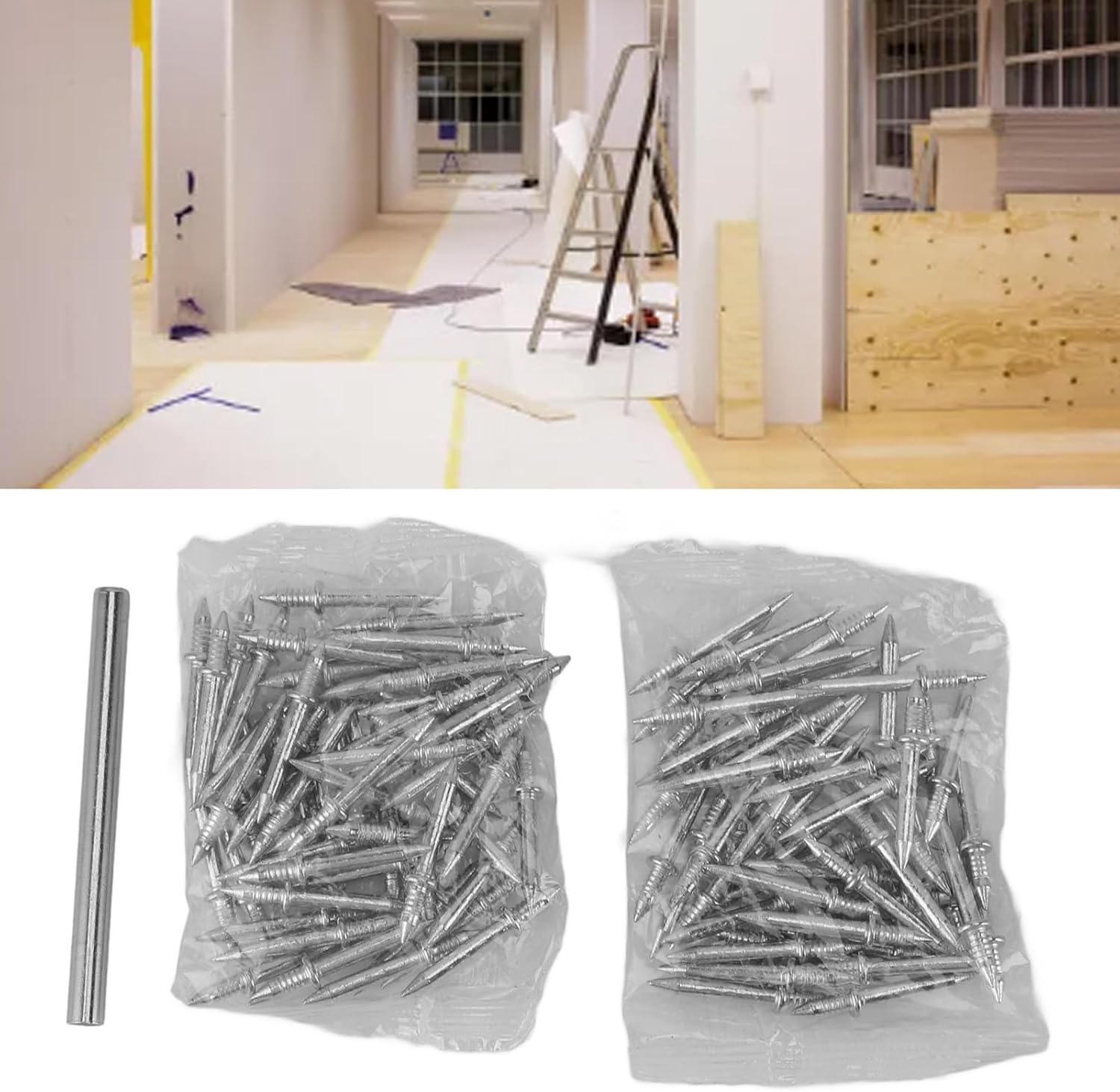 Double Head Skirting Thread Seamless Nail, Double Headed Nails Secure Fixation Metal Double Ended Baseboard Nails with Sleeve Tube 100pcs Double Sided Nails for Making Crafts