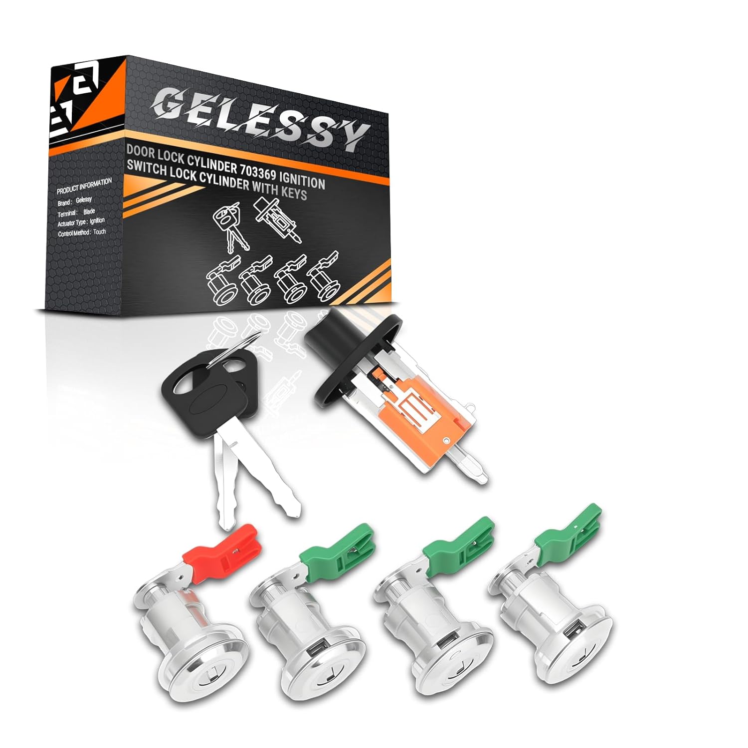 Door Lock Cylinder 703369 Ignition Switch Lock Cylinder with Keys Compatible with Ford Econoline E150 Van E250 Van E350 Van, Replace 597638 707624 DL5886 LC6177 Door Locks Cylinder Lock Kit