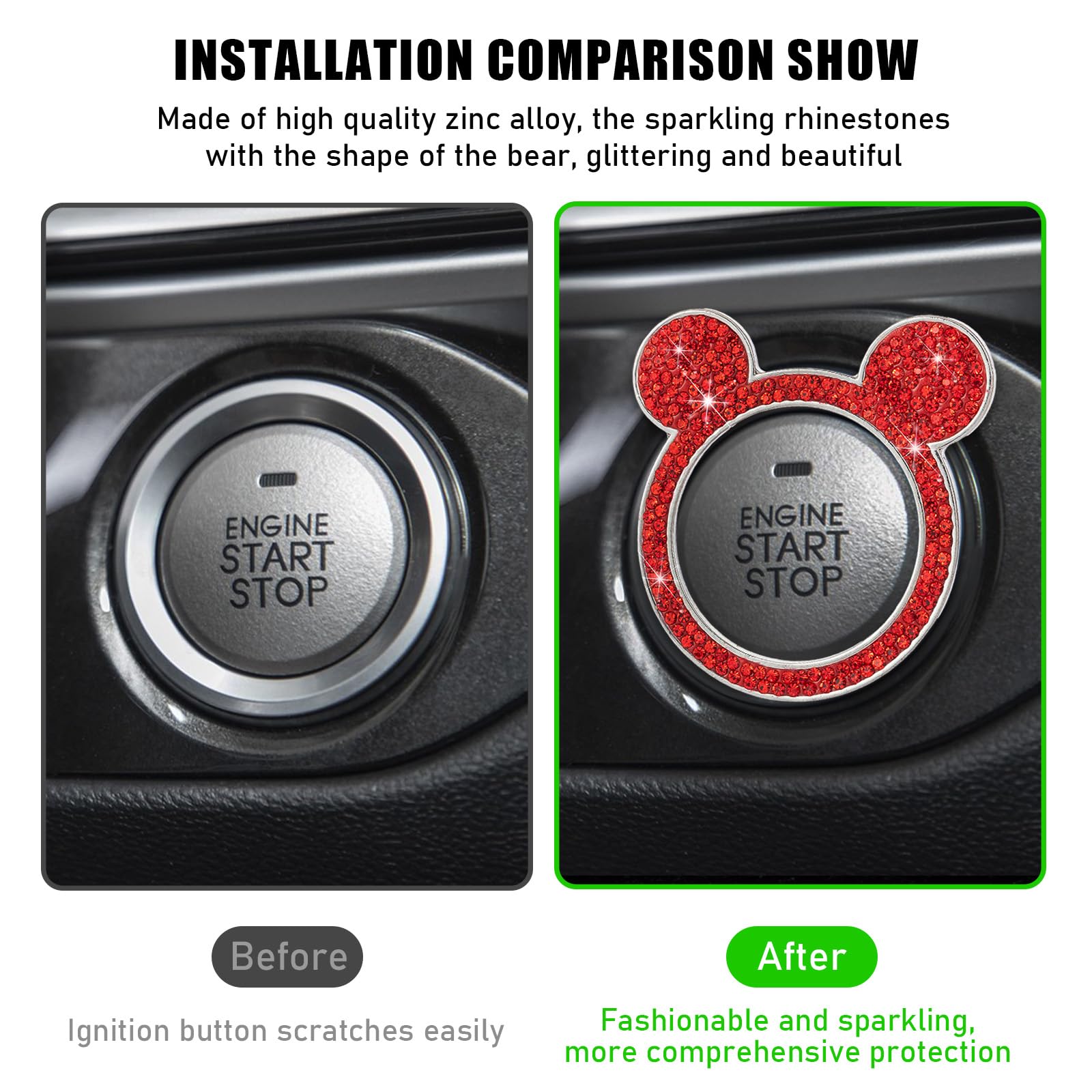 Autocollant Décoratif Strass "Diamond Bling" Pour Bouton Start/stop Mercedes - Argenté - Alloy + Strass - Neuf