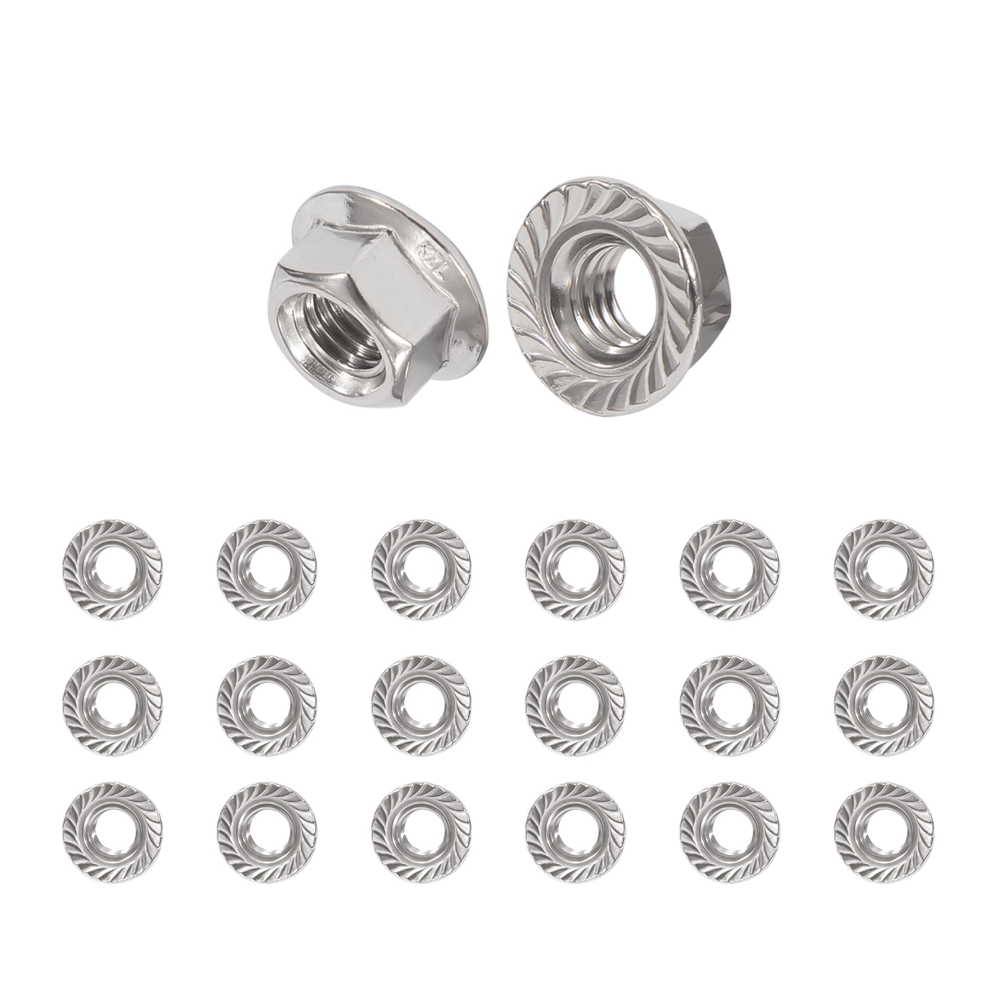 QIMEI-SHOP Dadi Flangiati M4 Dadi Esagonali Autobloccanti in Acciaio Inox con Flangia e Dentatura Conforme allo DIN 6923 20 pezzi