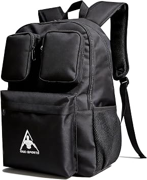 Oak-Sports Casual Laptop Backpack 18 Inch for Men Women, Oxford Fabric Lightweight Travel Backpack for Work, and Daily Use, Classic Black, 23L, Storage