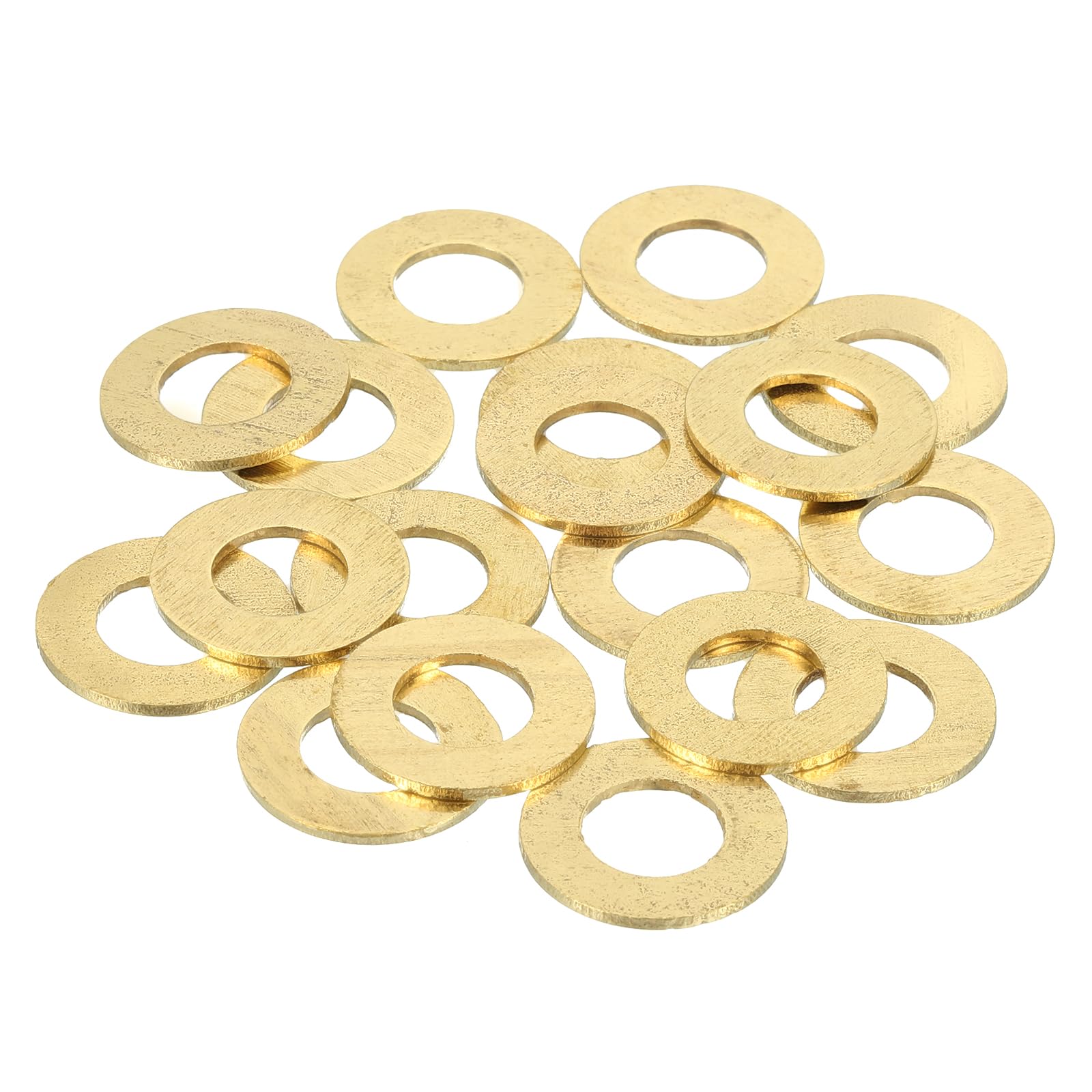 sourcing map 18 Pack Brass Flat Washer, M10 Copper Washers Crush Washer Kit Assortment, 10mm ID, 20mm OD, 1.2mm Thick for Bolts Screws Machinery Repair, Outdoor Construction