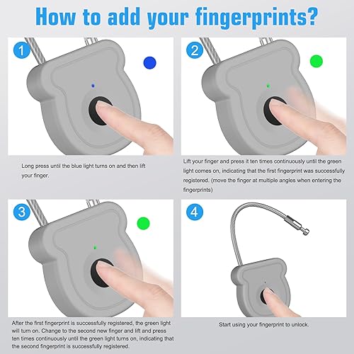 Miniatura 7 de Candado inteligente de huellas dactilares para equipaje, capacidad de 20 usuarios, llave USB y código de emergencia, cerradura biométrica sin llave