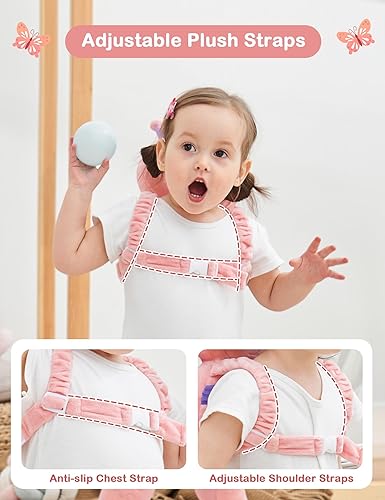 Miniatura 4 de JunNeng Mochila protectora de cabeza de bebé, protección para la cabeza de otoño para caminar y caminar, mariposa rosa