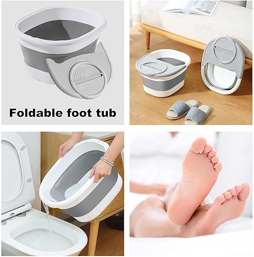 Miniatura 3 de ZUKPUMNE Bañera de pies plegable, bañera de remojo de pies, bañera de remojo de pies con puntos de acupuntura de masaje, cubo plegable multiuso,