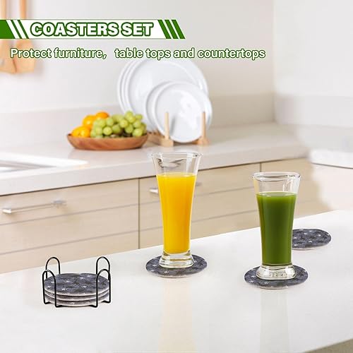 Miniatura 7 de Absorbant Coasters and Holder Set of 6 Coasters for Dining Table Coasters for Office Posavasos para Mesa Cute Dinosaurs Pattern