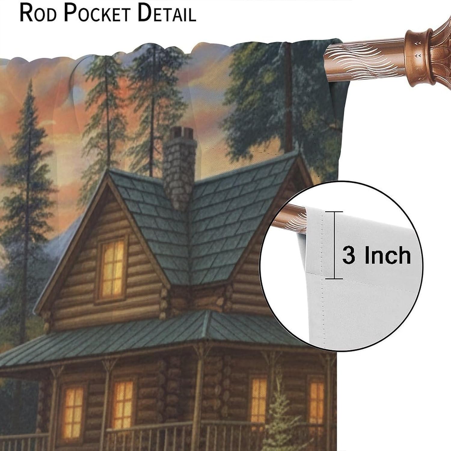 Hunting Cabin Curtains Farmhouse Moose Bear Deer Forest Animal Wildlife Camo Country Lodge Rustic Pattern Blackout Window Treatments for Bedroom Living Room,2 Panels Set,42x63 Inch