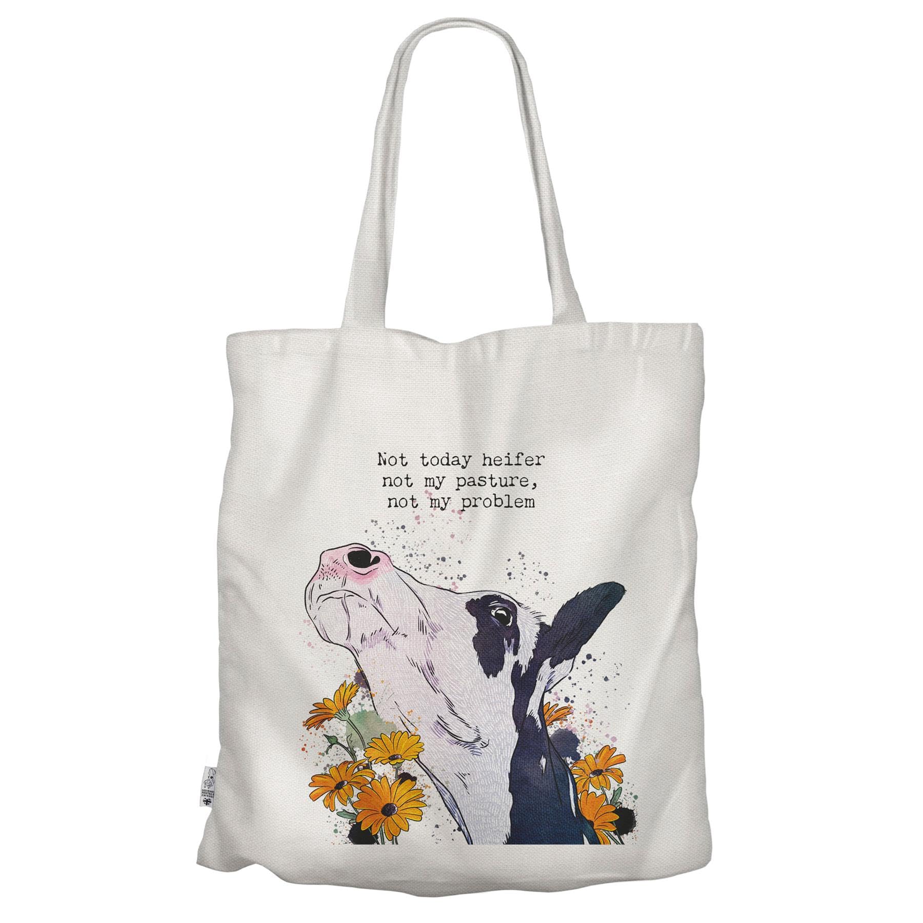 Global Designs Not Today Heifer Friesian Dairy Cow Comical Tote Bag