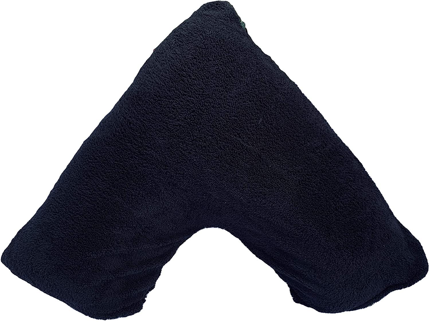 Arlinens Black Teddy V Pillow With Pillowcase Super Soft Fluffy Warm Pillowcase Orthopaedic Support For Back, Neck & Pregnancy With Hollow Fiber V Pillow 74X34cm (Black)