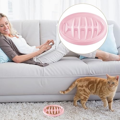 Miniatura 6 de Paquete de 2 tazones de alimentación lenta para gatos, plato de alimentación lenta para gatos, espina de pescado, alimentador lento para gatos,