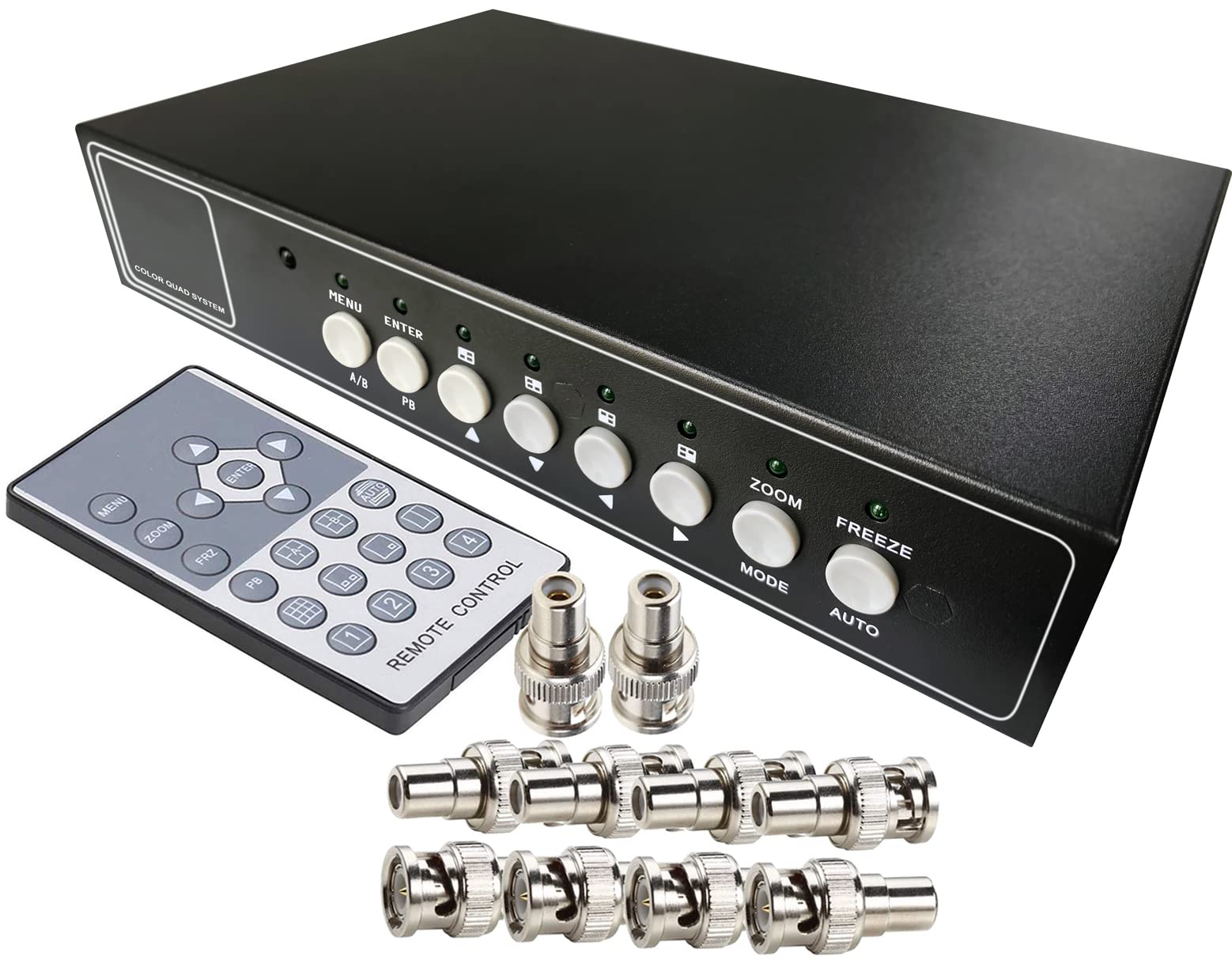 UHPPOTE 8CH Color Quad System Video Splitter CCTV Procesador de cámara CCTV con control remoto 10 adaptador BNC