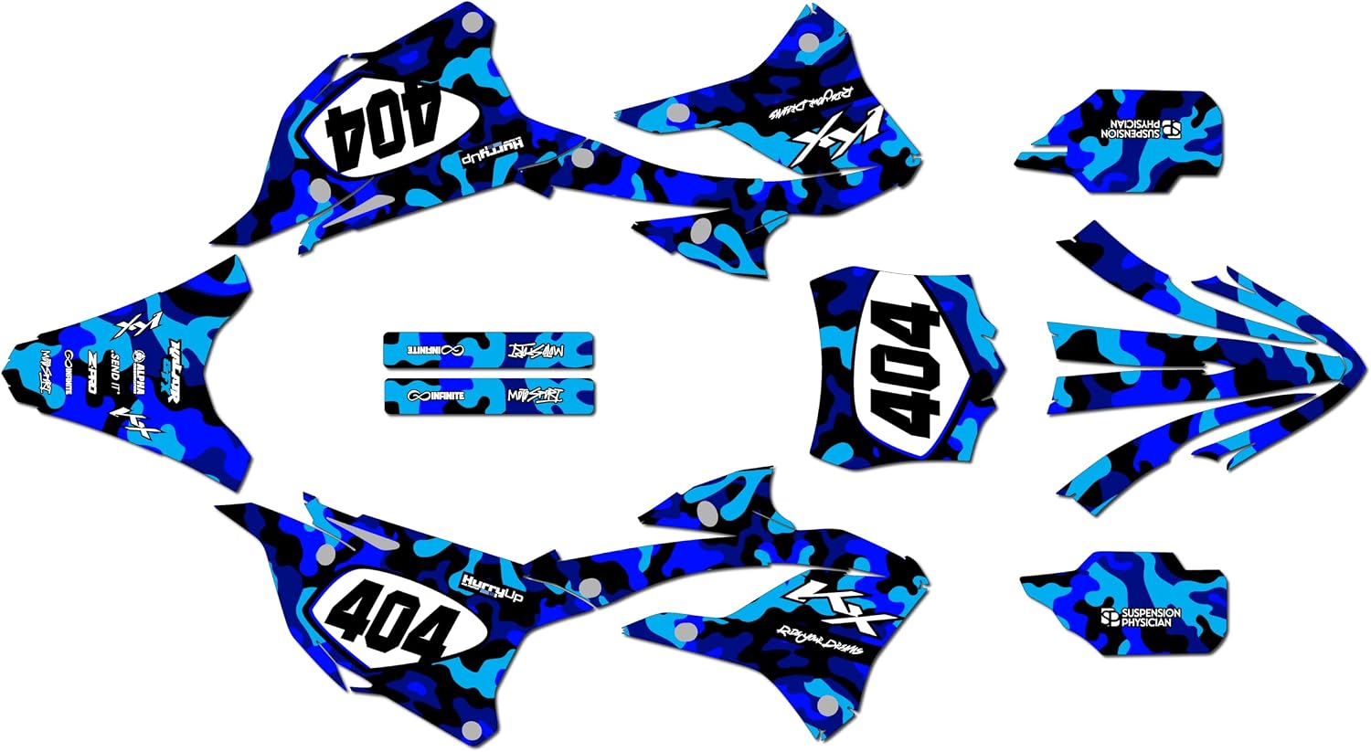 Graphics Kit for Kawasaki KX85 / KX112 (2022-2026) Invasion Series Blue 16 Mil - On/Off the Road - Dirt Pit Bike Motorcycle Sticker, Dirtbike Racing Decal Motocross Accessories no-Plastics