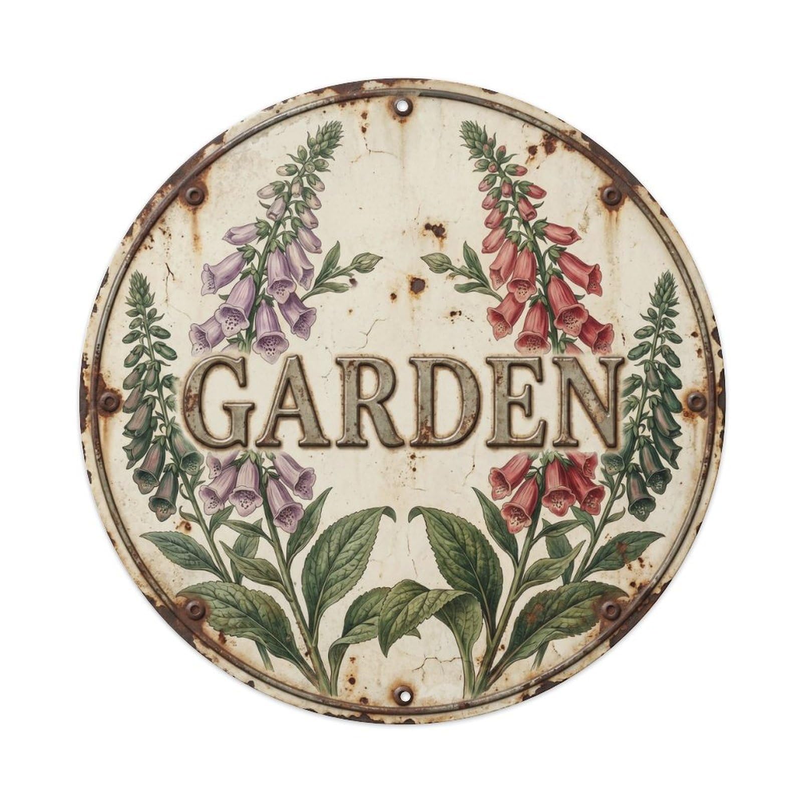 Garden Botanical Floral Outdoor Label Foxglove Metal Tin Sign