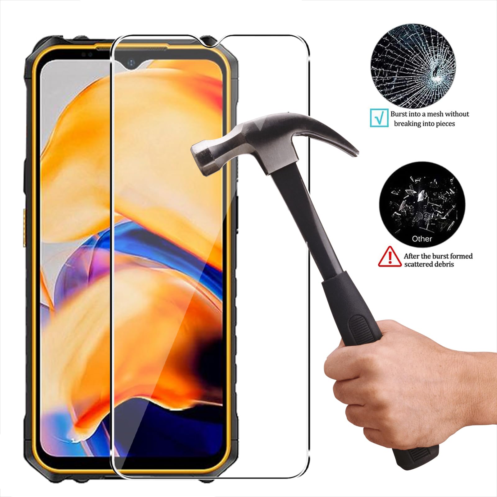 KZIOACSH 3 Pezzi Vetro Temperato per Ulefone Armor X13, Protezione Schermo Trasparente Ultra Resistente, Anti-Graffi, Anti-Impronte [durezza 9H], [Alta Definizione], [Anti-Bolle],Trasparente