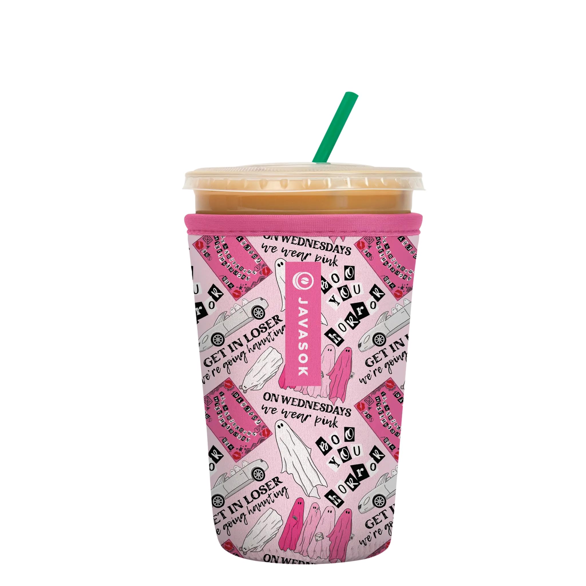 Sok It JavaSok Iced Coffee &amp; Cold Soda Insulated Neoprene Cup Sleeve (She Doesn't Even Ghost Here, Medium: 22-28oz)