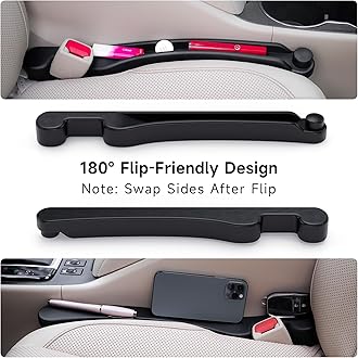 Car Seat Gap Filler Set of 2, Soft Foam Multifunctional Seat Side Gap Filler with Organizer & Hook Function, 3in1 Gap Stopper Universal Fit Car SUV Truck Fill The Gap Between Seat & Console