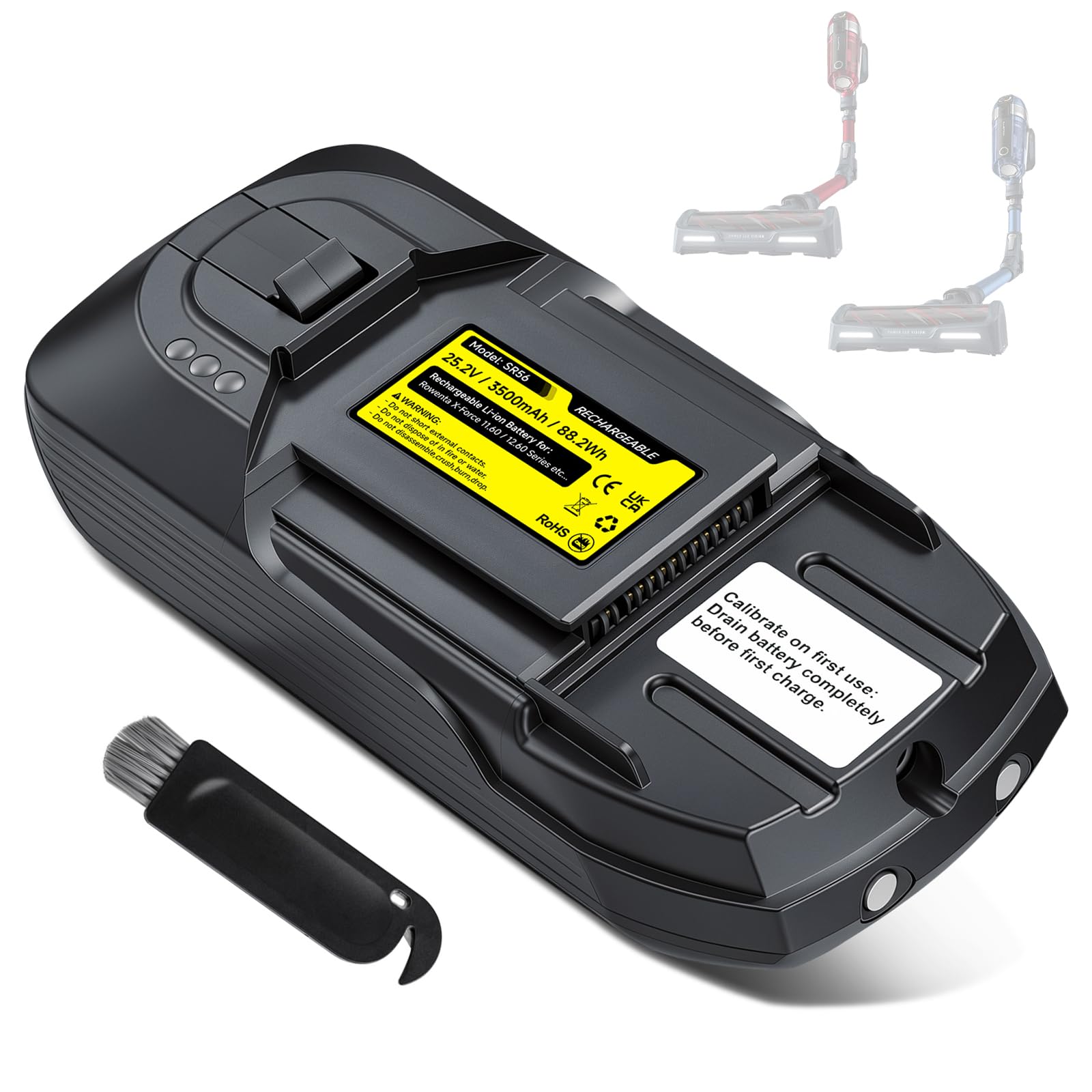Batterie Remplacement 3500mAh pour Rowenta X-Force Flex 11.60 Animal & Aqua (25,2 V) Li-ION pour RH98 TY98 EO98 Serie ZR009701/RH9878WO - Non Compatible avec Modèles 25,9V & Flex 12.60!
