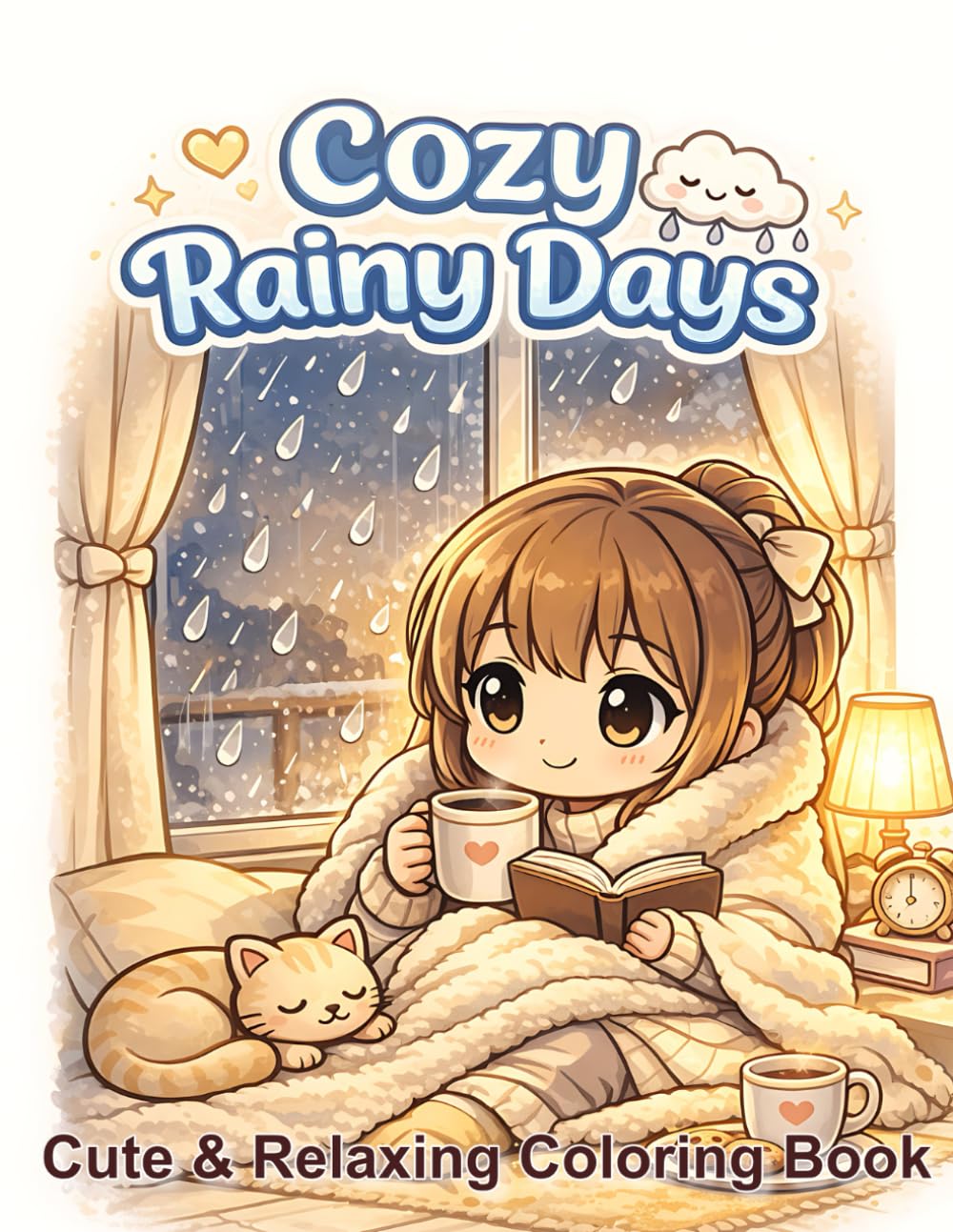 Cozy Rainy Days Coloring Book: A Cute & Cozy Coloring Book for Relaxation, Stress Relief, and Peaceful Rainy Day Moments