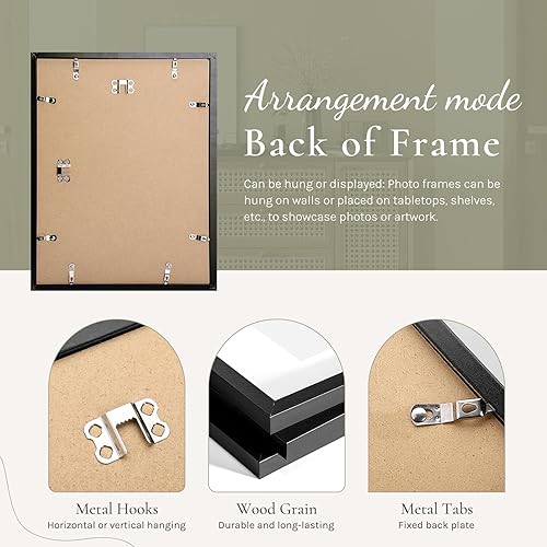 Miniatura 9 de SYNTRIFIC Juego de 6 marcos de fotos de 12 x 16 pulgadas, marco negro clásico para fotos de 8.5 x 11 pulgadas con paspartú o de 12 x 16 pulgadas sin
