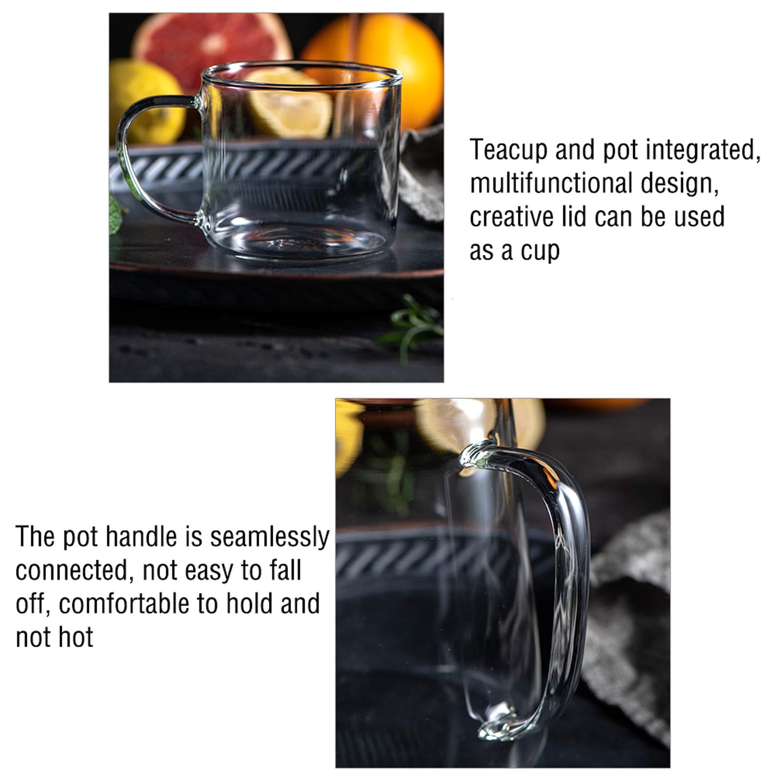 Jarra de Agua Jarra de Vidrio para el hogar con Cubierta Multifuncional Botella de Agua de Vidrio de Alta Resistencia al Calor con Pico de Olecranon Teteras de té Helado