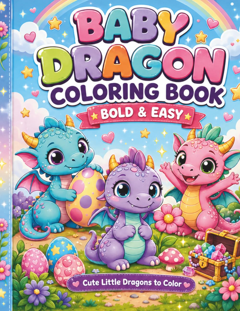 The Baby Dragon Coloring Book: Bold & Easy Cute Dragon Coloring Pages for Kids with Magical Baby Dragons, Eggs, Flowers, Rainbows, and Fantasy Fun