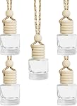 5PCS désodorisants d'air pour voiture, désodorisant d'air à huile essentielle, bouteille diffuseur suspendue de 8ml, diffuseur essentiel en verre clair rechargeable vide, décoration auto, adapté pour diverses voitures (Diamond)