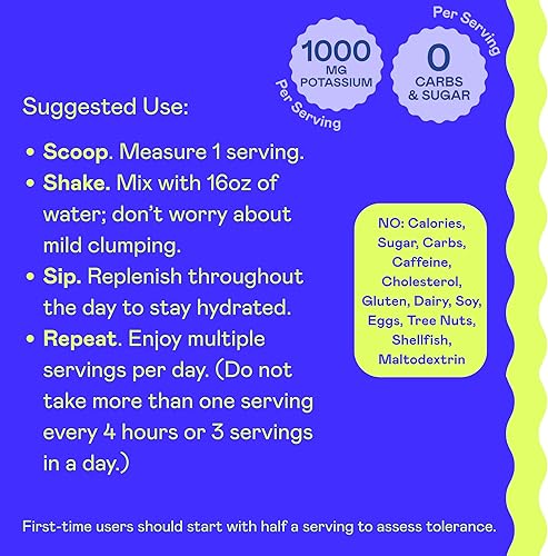 Miniatura 4 de Hi-Lyte K1000 Electrolytes Powder Blue Raspberry Keto & Performance, 50 porciones  1000 mg de potasio + magnesio, sodio, minerales traza  0