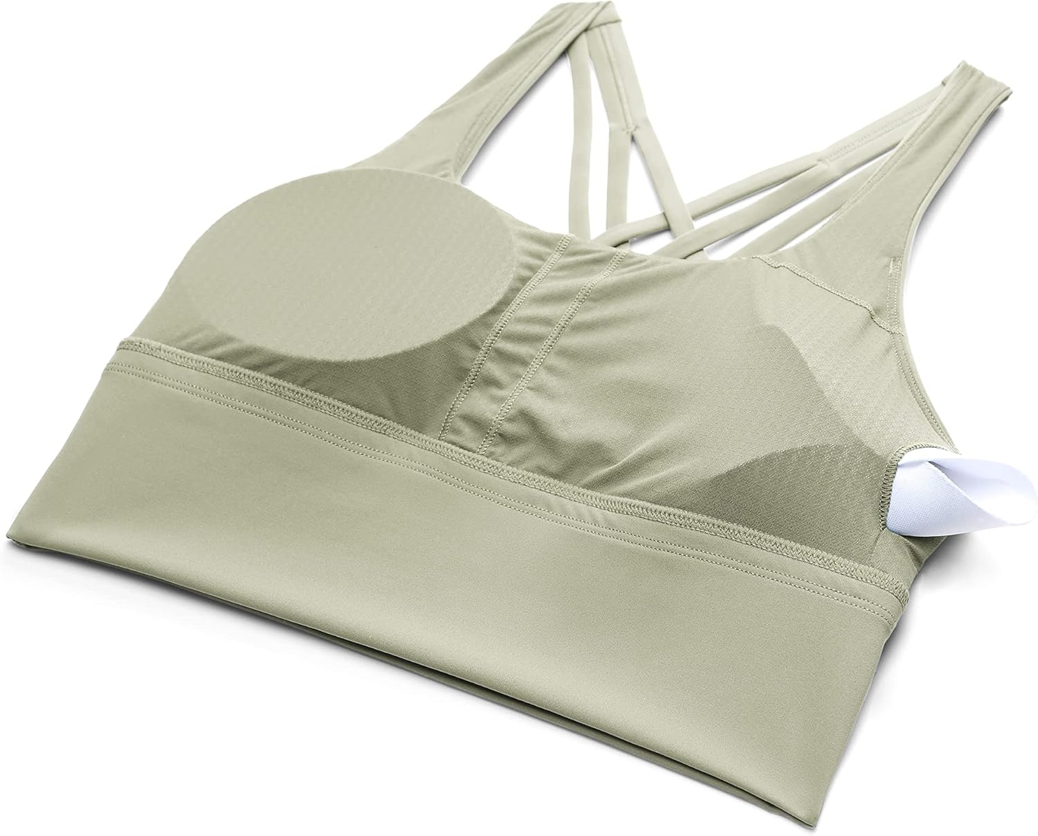 CRZ YOGA Naked Feeling Criss Cross Longline Sports Bras for Women - Wirefree Padded Strappy Yoga Cropped Tops