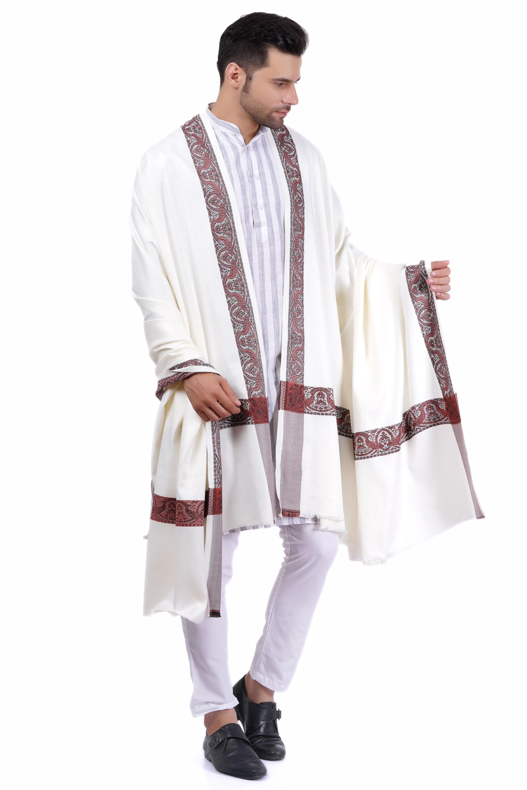 sprha Pure Woolen Solid Big Border Design shawl (Size 50X105 Inch)-picture-22