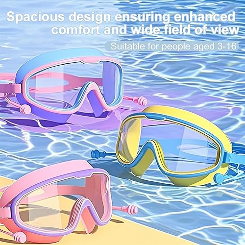 Miniatura 2 de 2 gafas de natación para niños de 3 a 15 años, anti-UV, antivaho, amplia visión, impermeables, sin fugas, para niños y niñas