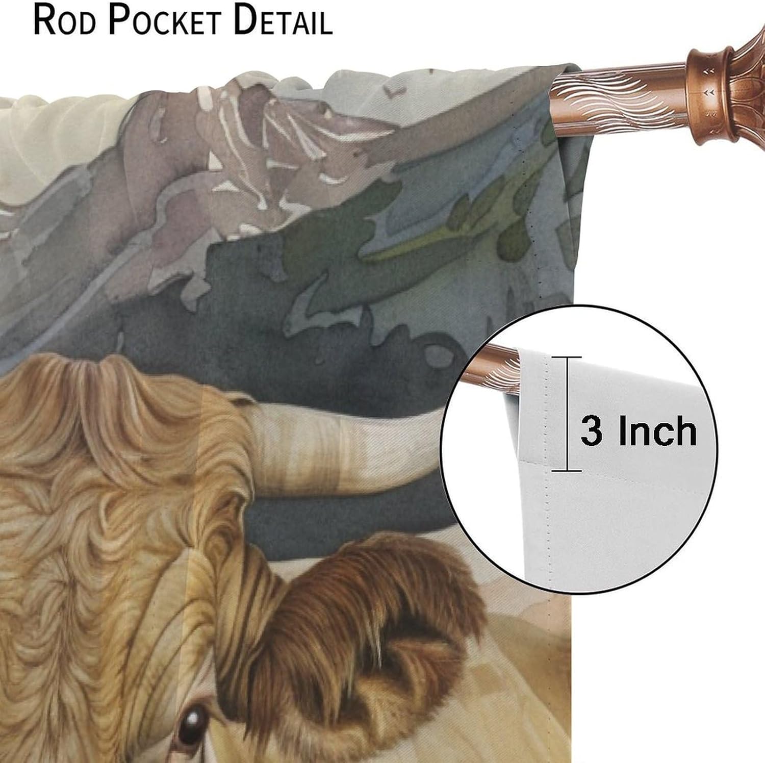 Grassland Cow Daisy Blackout Curtains for Bedroom Living Room, Mountain Animal Cattle Floral Curtains Rod Pocket Thermal Insulated Window Drapes, 2 Panels/Each 21" W x 54" L