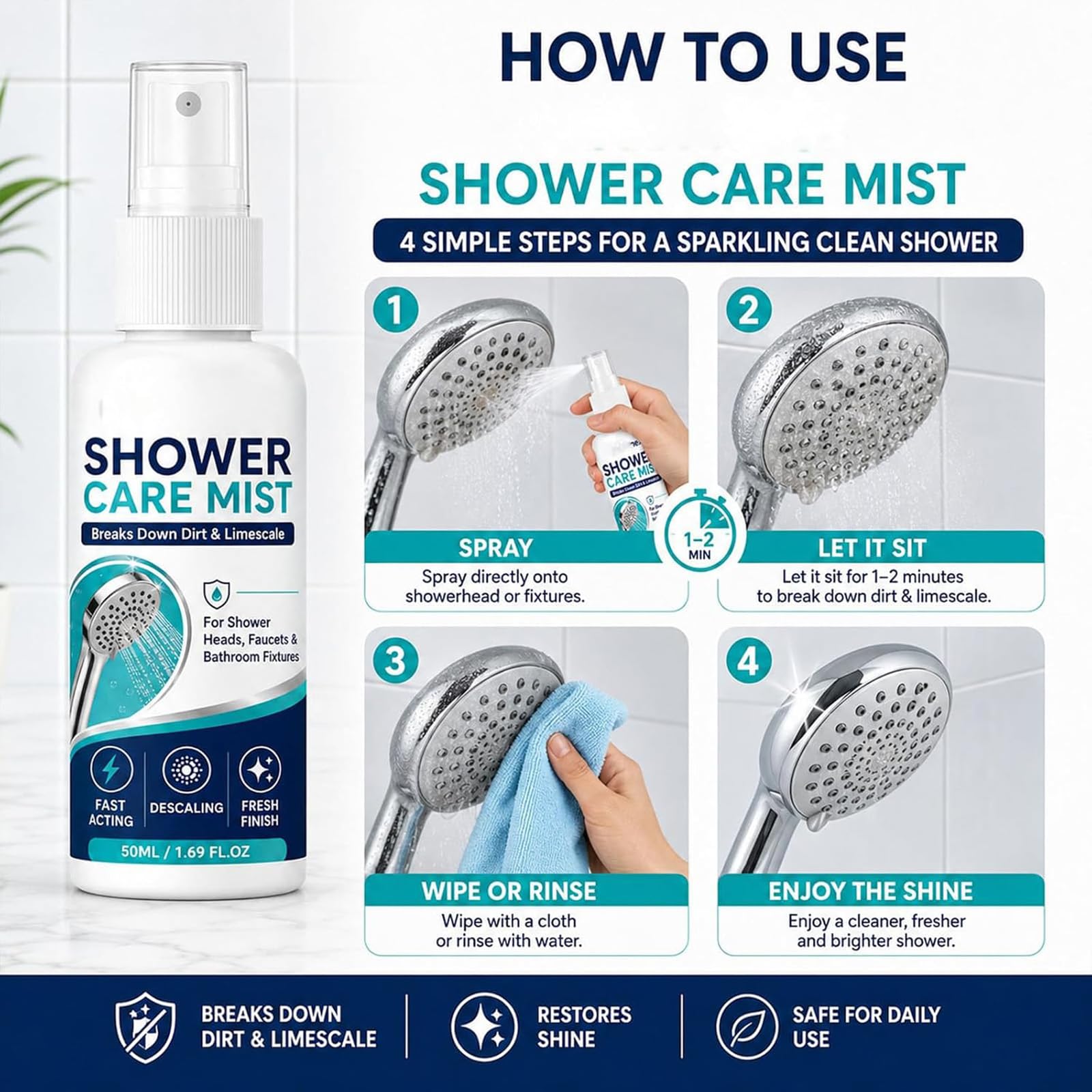 Spray anticalcare ad azione rapida per doccia (3pcs)