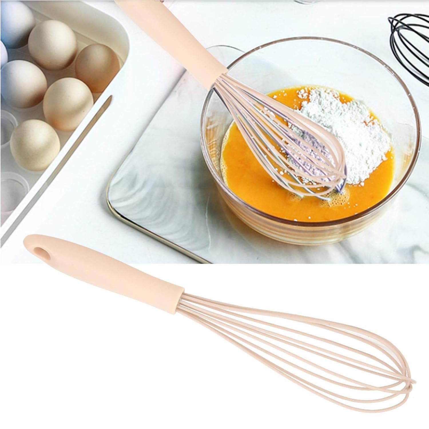 Manual Egg Beater, Egg Mixer Hand Mixer Ball Whisk Egg Beater Silicone