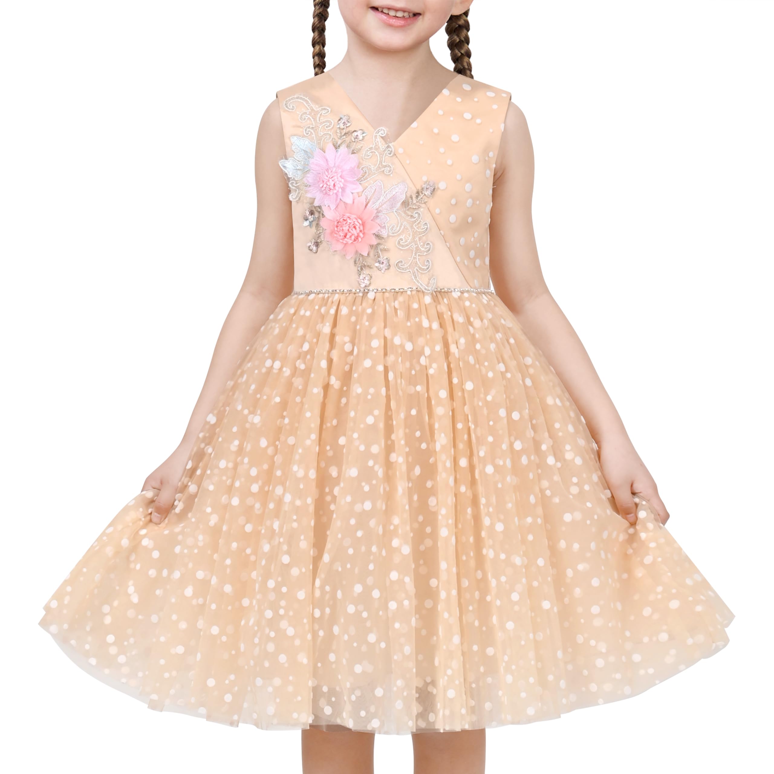 Sunny Fashion Vestido para niña Flor Blanco Boda Pageant Dama de Honor Vestido 3-10 años