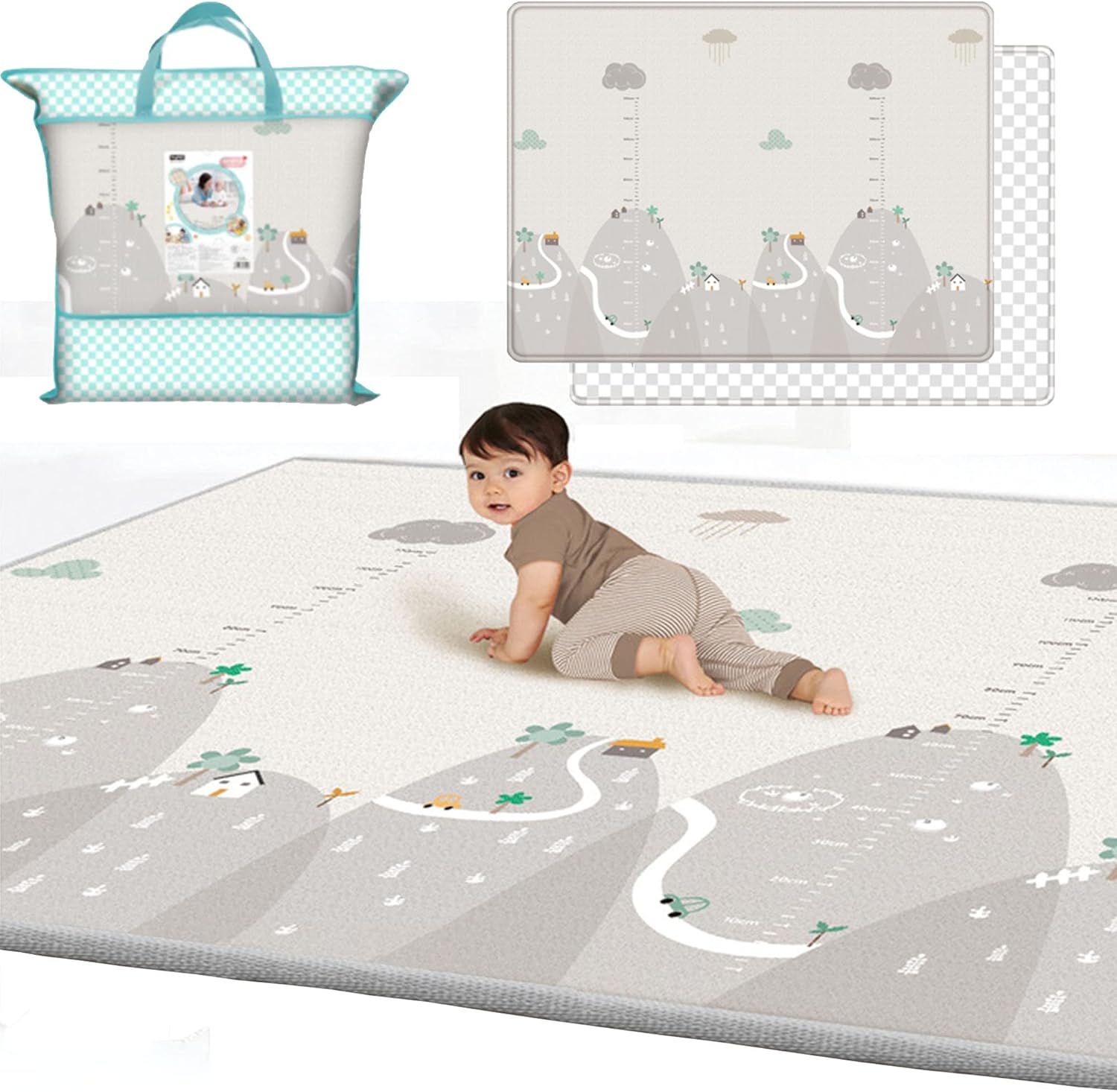 Amazon ベビーマット ベビープレイマット 0 180 1cm 飛行碁付き 軌道 猿 山 両面使用可能 折り畳み式 防水防汚 防カビ 滑り止め 赤ちゃん 遊べる ラグマット 衝撃緩和 新生児 安全無毒 装飾用 Vipith 山 ベビー マタニティ ベビー マタニティ 通販