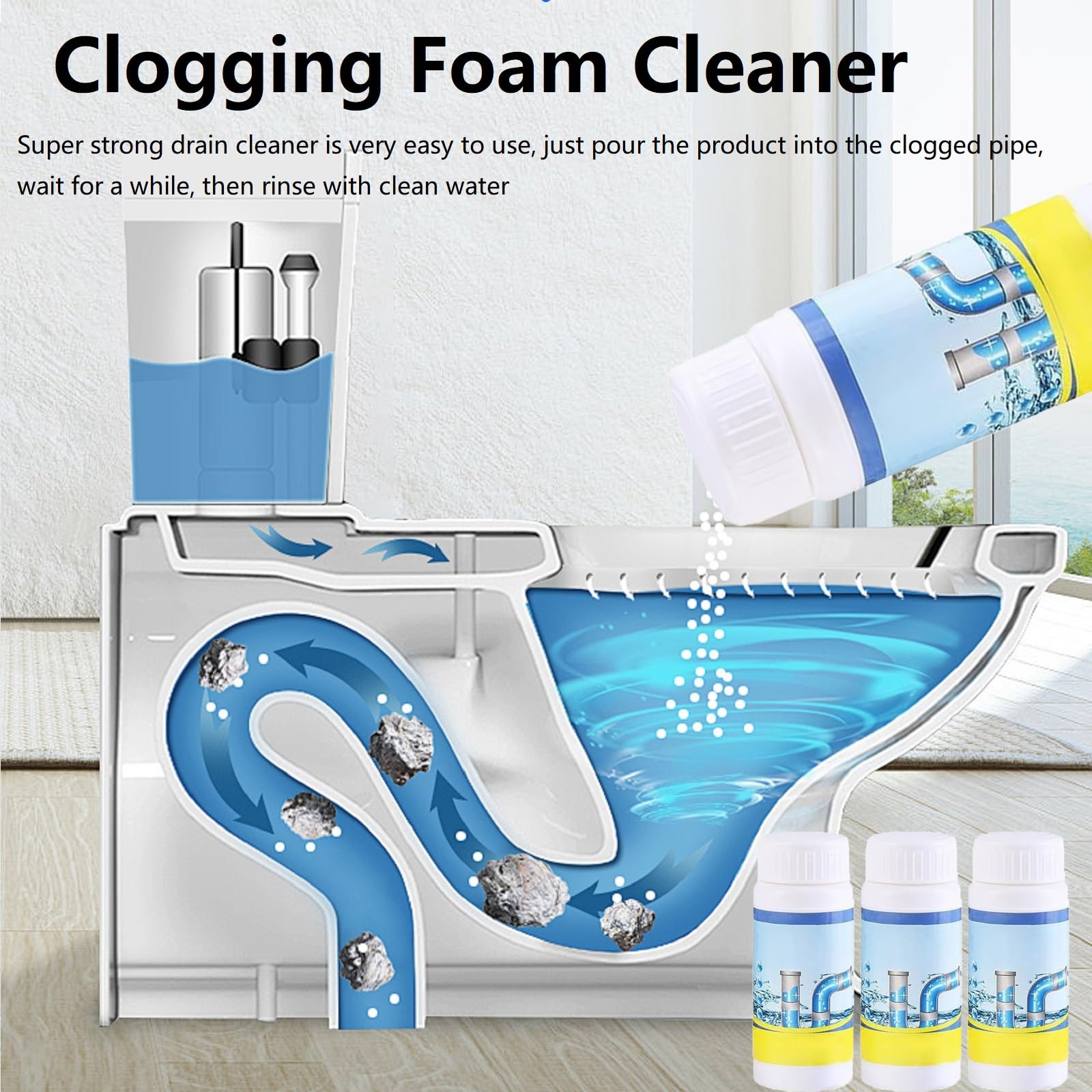 Sink and Drain Cleaner,Dragage de Tuyaux pour Toilettes,Pipe Dredge Déodorant Foam Cleaner,110g Portable Powder Cleaning Tool,Convient pour Déboucher Tuyaux dans Cuisines et Salles de Bains(4 Pièces)