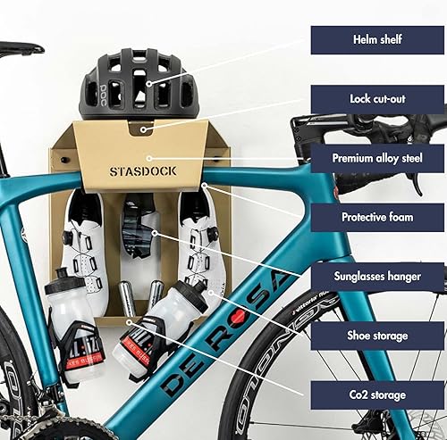 Miniatura 3 de Stasdock Soporte de pared para bicicleta  Sistema de montaje en pared para almacenamiento de bicicletas  Para bicicletas de carreras (oro nuevo) y