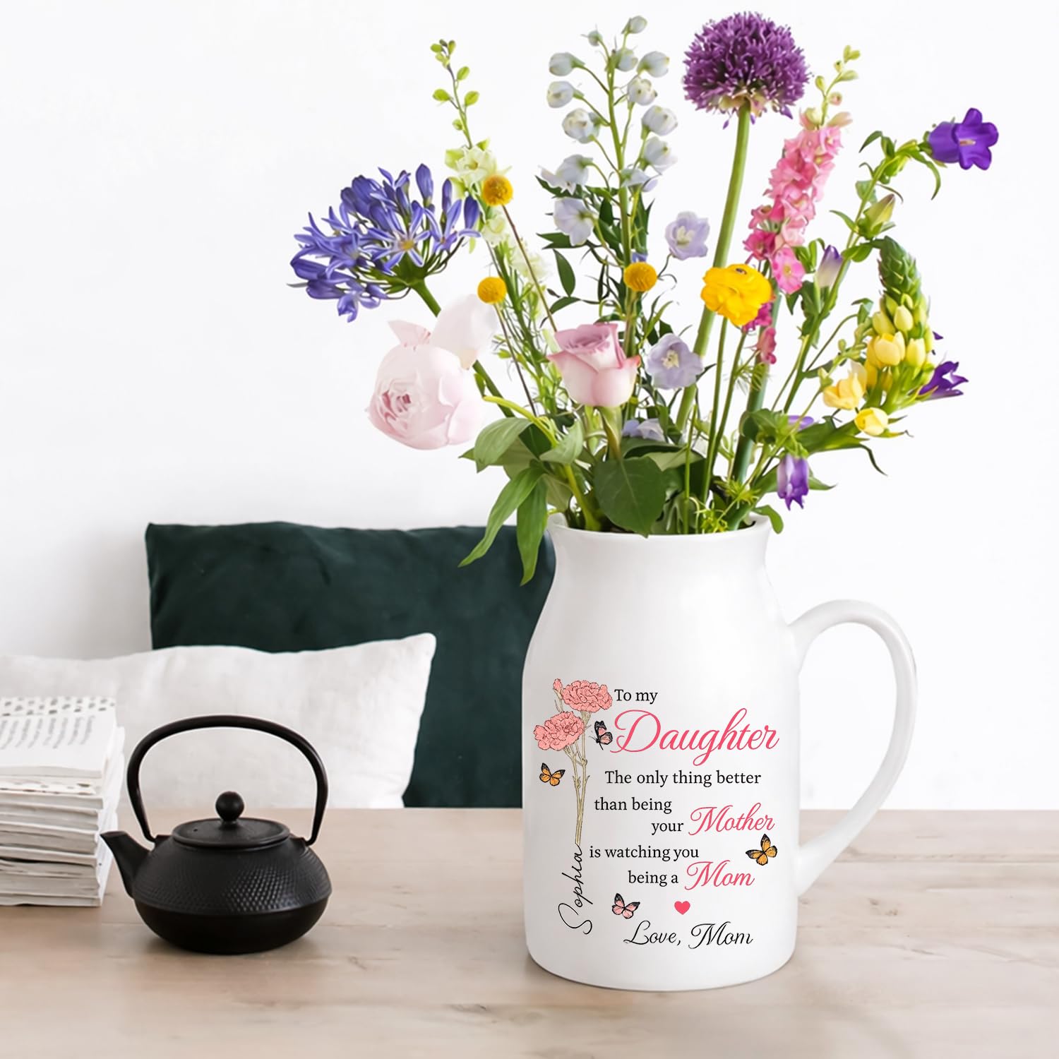 Personalized to My Daughter Vase, Custom Mothers Day Flower Vase for Daughter, for Daughters, New Mom Gift for Daughters, The Only Thing Better Than Being Your Mother — view 7
