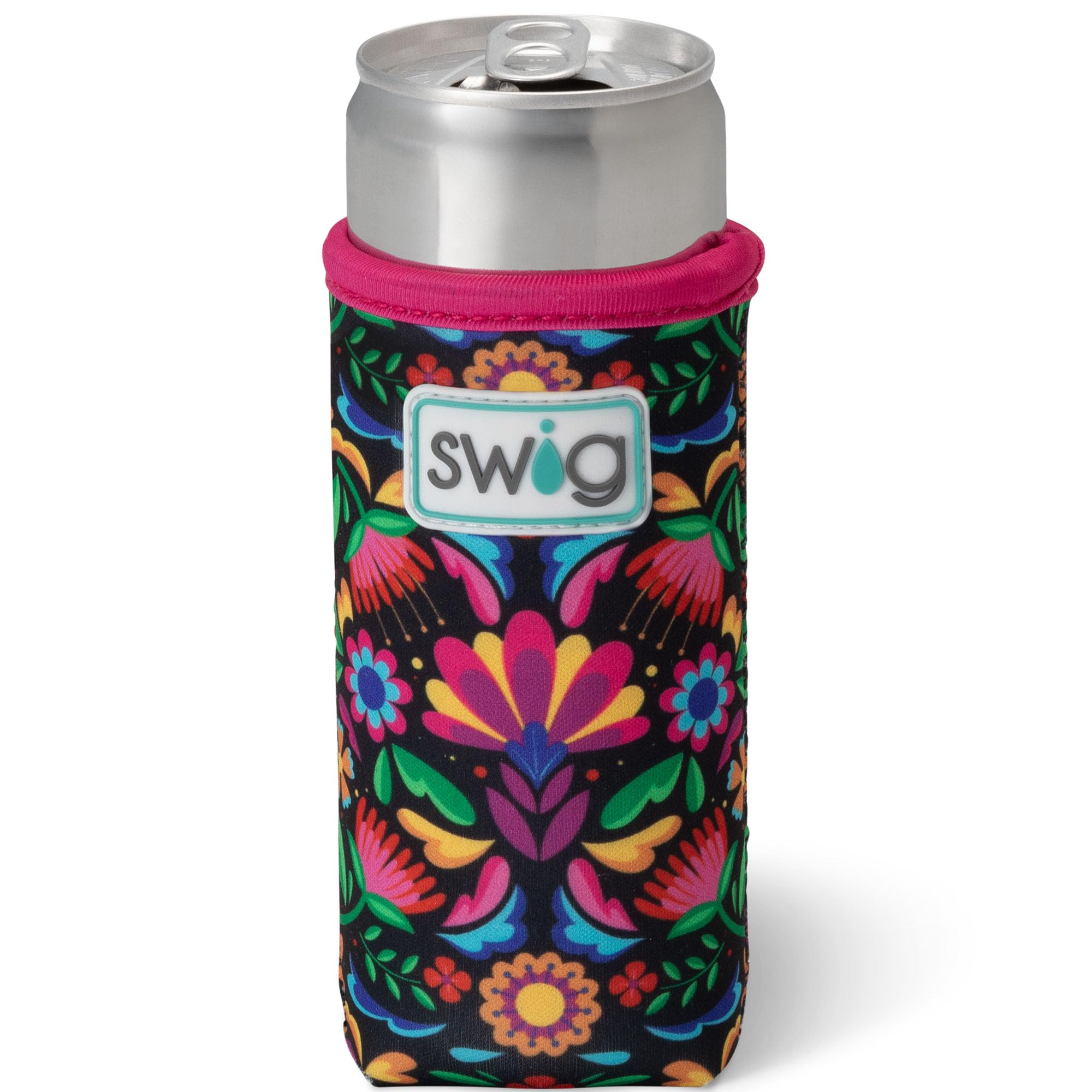 Swig Life Skinny Can Coolie, 12oz Slim Can Holder, Neoprene Insulated Cooler with Pocket, Covers for Tall Beer Bottles, Beach Accessories for Women (