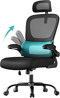 SONGMICS Bürostuhl, Schreibtischstuhl, ergonomischer Netzstuhl, mit doppellagigem Netzgewebe, atmungsaktiv, Adaptive Lendenstütze, verstellbare Kopfstütze, für Homeoffice, tintenschwarz OBN041B01