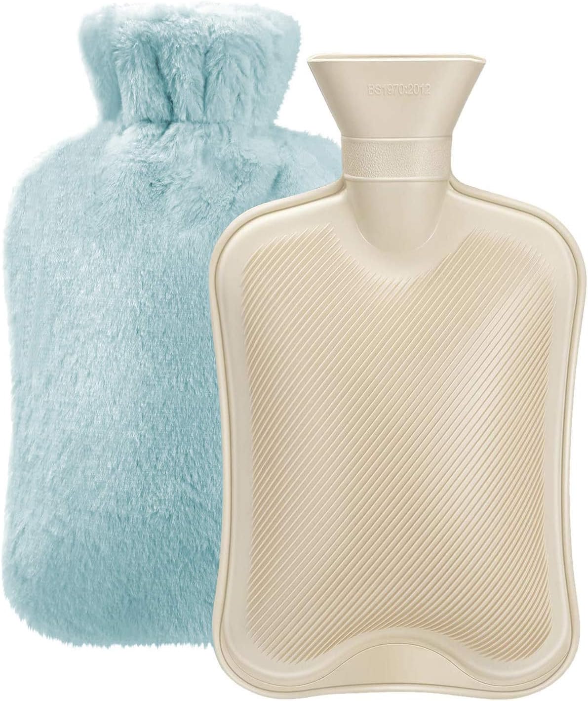 Hot Water Bottle Rubber with Soft Cover (2 Liter) Classic Hot Water Bag for Pain Relief, Cramps, Neck, Shoulders Pain, Relieve Stress, Hot Cold Pack and Feet Warmer, Multifunction for Daily Use