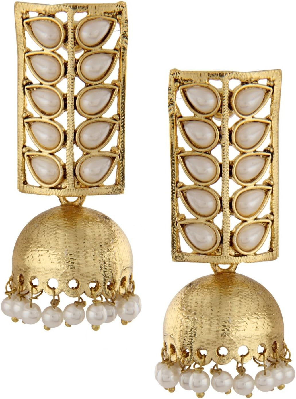Women & Girl Traditional Pearl Jewellery Stylish Fancy Jhumki/Jhumka Earrings (Golden) (8421er)
