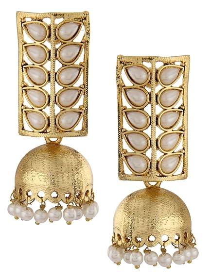 Shining Diva Fashion Women & Girl Traditional Pearl Jewellery Stylish Fancy Jhumki/Jhumka Earrings (Golden) (8421er)