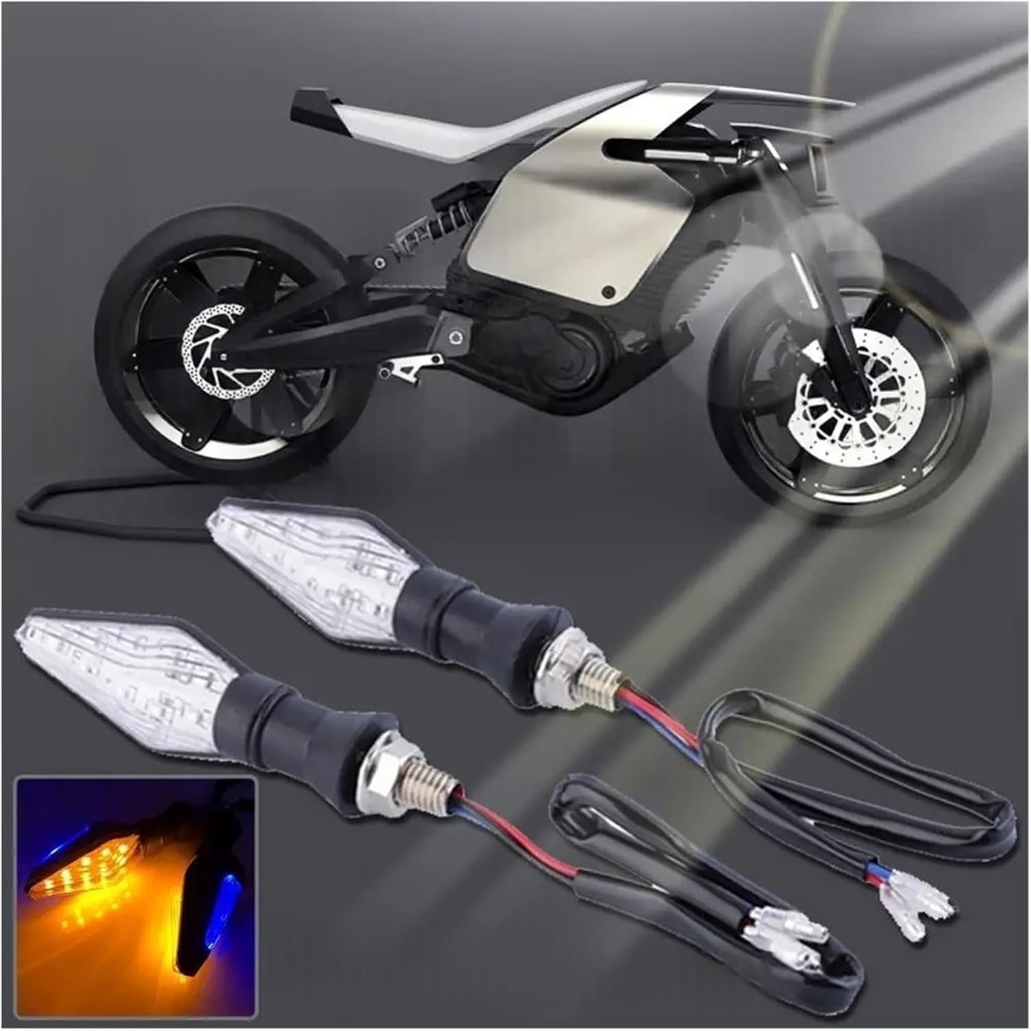 Motorcycle LED Turn Signal Lights Amber Flashing Light Blinker Lamp 12V Moto Indicator Car Accessories Motorbike Turning Indicators