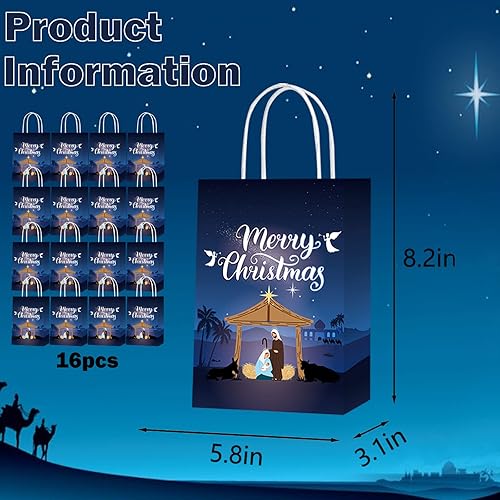 Miniatura 3 de 16 bolsas de regalo de Navidad con diseño de noche santa para decoración de noche santa, Navidad, vacaciones, suministros para fiesta de Jesús, 16