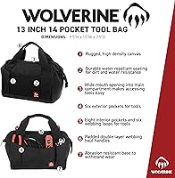 Vista 2 de WOLVERINE Tool Bag Tote Utility Roll Durable Nailhead Nylon, Adjustable Straps, and Versatile Pockets Negro